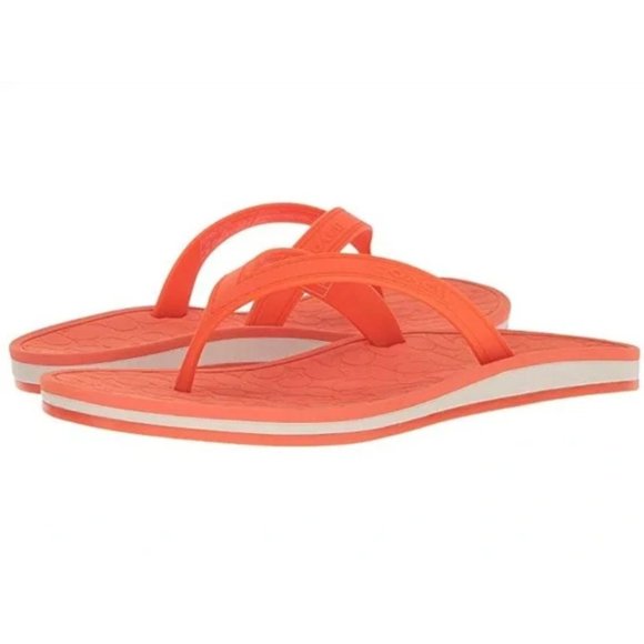 SOLD Coach Orange Rubber Flip Flop Sandals Size 7 - Picture 9 of 9